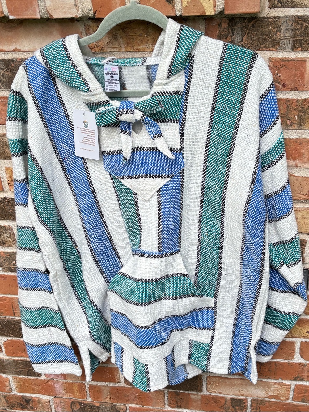 Baja 100% Cotton  Echo Recycled Yarn Hoodie. Fair Trade In Ecuador. Size M